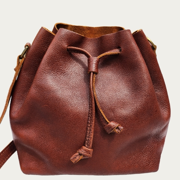 Portland Leather Brown Crossbody BUCKET Bag with Soft Silhouette, EUC - Picture 8 of 16